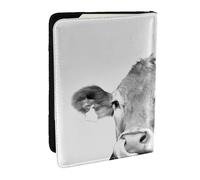 Wykjtwo Photo de Vache Noir et Blanc, Porte-Passeport Portefeuille de Voyage en Cuir PU Étui pour Passeport Couvre-Passeport 6,5 po