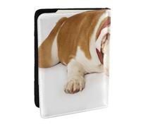 Wykjtwo Photographie De Bouledogue Anglais De Bouledogue Triste Et Fatigué avec De La Crème Brune, Porte-Passeport Portefeuille de Voyage en Cuir PU Étui pour Passeport Couvre-Passeport 6,5 po