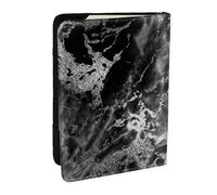 Wykjtwo Pierre de marbre Gris Graphite Argent Noir, Porte-Passeport Portefeuille de Voyage en Cuir PU Étui pour Passeport Couvre-Passeport 6,5 po