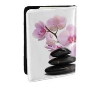 Wykjtwo Pierres et orchidée Rose, Porte-Passeport Portefeuille de Voyage en Cuir PU Étui pour Passeport Couvre-Passeport 6,5 po