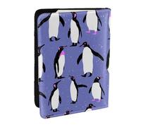 Wykjtwo Pingouin Mignon Violet, Porte-Passeport Portefeuille de Voyage en Cuir PU Étui pour Passeport Couvre-Passeport 6,5 po