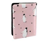 Wykjtwo Pingouins Étoiles Oiseau De Mer, Porte-Passeport Portefeuille de Voyage en Cuir PU Étui pour Passeport Couvre-Passeport 6,5 po