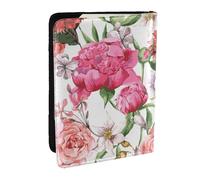 Wykjtwo Pivoine de Jardin, Porte-Passeport Portefeuille de Voyage en Cuir PU Étui pour Passeport Couvre-Passeport 6,5 po