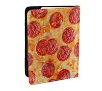 Wykjtwo Pizza au Pepperoni modèle 3D, Porte-Passeport Portefeuille de Voyage en Cuir PU Étui pour Passeport Couvre-Passeport 6,5 po