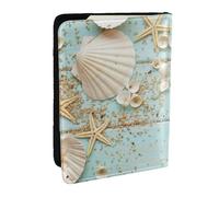 Wykjtwo Plage Coquillage Mer Collection Vintage, Porte-Passeport Portefeuille de Voyage en Cuir PU Étui pour Passeport Couvre-Passeport 6,5 po