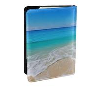 Wykjtwo Plage et mer, Porte-Passeport Portefeuille de Voyage en Cuir PU Étui pour Passeport Couvre-Passeport 6,5 po