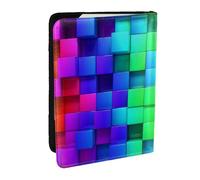 Wykjtwo Plaid de Couleur Arc-en-Ciel, Porte-Passeport Portefeuille de Voyage en Cuir PU Étui pour Passeport Couvre-Passeport 6,5 po