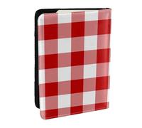 Wykjtwo Plaid Rouge et Blanc, Porte-Passeport Portefeuille de Voyage en Cuir PU Étui pour Passeport Couvre-Passeport 6,5 po