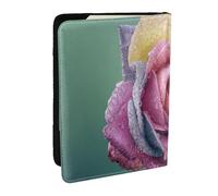 Wykjtwo Plante de pétales de Rose Romantique colorée, Porte-Passeport Portefeuille de Voyage en Cuir PU Étui pour Passeport Couvre-Passeport 6,5 po
