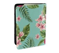 Wykjtwo Plumeria et Fleurs d'hibiscus imprimé Feuille de Palmier de la Jungle Exotique, Porte-Passeport Portefeuille de Voyage en Cuir PU Étui pour Passeport Couvre-Passeport 6,5 po