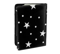 Wykjtwo Pois et étoile Noirs et Blancs, Porte-Passeport Portefeuille de Voyage en Cuir PU Étui pour Passeport Couvre-Passeport 6,5 po