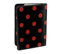 Wykjtwo Pois Rouges sur Noir, Porte-Passeport Portefeuille de Voyage en Cuir PU Étui pour Passeport Couvre-Passeport 6,5 po