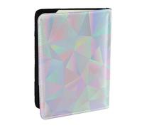 Wykjtwo Polygonale holographique irisée Abstraite, Porte-Passeport Portefeuille de Voyage en Cuir PU Étui pour Passeport Couvre-Passeport 6,5 po