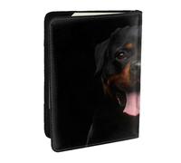 Wykjtwo Portrait de Chien Rottweiler imprimé, Porte-Passeport Portefeuille de Voyage en Cuir PU Étui pour Passeport Couvre-Passeport 6,5 po