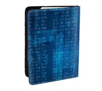 Wykjtwo Programmeur Code Binaire Bleu, Porte-Passeport Portefeuille de Voyage en Cuir PU Étui pour Passeport Couvre-Passeport 6,5 po