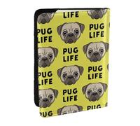 Wykjtwo Pug Life Visage De Carlin Mignon Jaune, Porte-Passeport Portefeuille de Voyage en Cuir PU Étui pour Passeport Couvre-Passeport 6,5 po