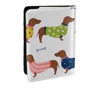 Wykjtwo Pull à Motif d'animal de Compagnie, Manteau Rouge Teckel, Race de Chien, Porte-Passeport Portefeuille de Voyage en Cuir PU Étui pour Passeport Couvre-Passeport 6,5 po