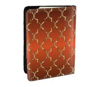 Wykjtwo Quatrefoil d'or sur Orange Brûlé, Porte-Passeport Portefeuille de Voyage en Cuir PU Étui pour Passeport Couvre-Passeport 6,5 po