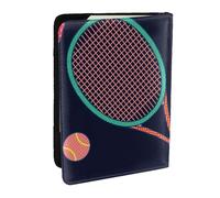 Wykjtwo Raquette colorée et Balle de Tennis, Porte-Passeport Portefeuille de Voyage en Cuir PU Étui pour Passeport Couvre-Passeport 6,5 po