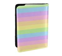Wykjtwo Rayé Arc-en-Ciel Pastel, Porte-Passeport Portefeuille de Voyage en Cuir PU Étui pour Passeport Couvre-Passeport 6,5 po