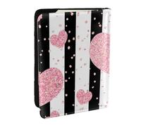 Wykjtwo Rayure à Paillettes en Or Rose Coeur Romantique, Porte-Passeport Portefeuille de Voyage en Cuir PU Étui pour Passeport Couvre-Passeport 6,5 po