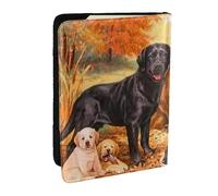 Wykjtwo Remerciement du Chien Golden Retriever du Laboratoire du Labrador d'automne, Porte-Passeport Portefeuille de Voyage en Cuir PU Étui pour Passeport Couvre-Passeport 6,5 po