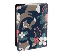 Wykjtwo Renard Animal Fleur Mon Et Fille Fils, Porte-Passeport Portefeuille de Voyage en Cuir PU Étui pour Passeport Couvre-Passeport 6,5 po