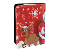 Wykjtwo Renne du Père Noël et Bonhomme de Neige avec imprimé Flocon de Neige, Porte-Passeport Portefeuille de Voyage en Cuir PU Étui pour Passeport Couvre-Passeport 6,5 po