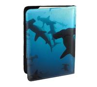Wykjtwo Requins marteaux imprimés, Porte-Passeport Portefeuille de Voyage en Cuir PU Étui pour Passeport Couvre-Passeport 6,5 po