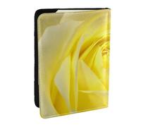 Wykjtwo Rose Jaune Saint Valentin, Porte-Passeport Portefeuille de Voyage en Cuir PU Étui pour Passeport Couvre-Passeport 6,5 po