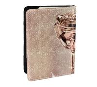 Wykjtwo Rose Rose Fleur Or Cuivre Paillette Scintillant, Porte-Passeport Portefeuille de Voyage en Cuir PU Étui pour Passeport Couvre-Passeport 6,5 po