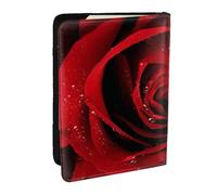 Wykjtwo Rose Rouge, Porte-Passeport Portefeuille de Voyage en Cuir PU Étui pour Passeport Couvre-Passeport 6,5 po