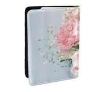 Wykjtwo Roses Fleurs Roses, Porte-Passeport Portefeuille de Voyage en Cuir PU Étui pour Passeport Couvre-Passeport 6,5 po