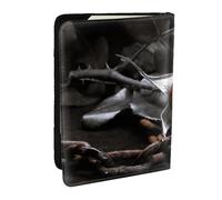 Wykjtwo Roses Noires Gothiques imprimées, Porte-Passeport Portefeuille de Voyage en Cuir PU Étui pour Passeport Couvre-Passeport 6,5 po