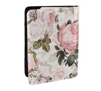 Wykjtwo Roses Roses sépia Vintage Shabby Chic, Porte-Passeport Portefeuille de Voyage en Cuir PU Étui pour Passeport Couvre-Passeport 6,5 po
