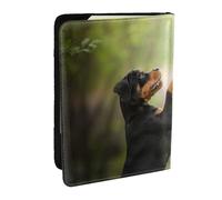 Wykjtwo Rottweiler Animaux Chiot Chiens Bokeh, Porte-Passeport Portefeuille de Voyage en Cuir PU Étui pour Passeport Couvre-Passeport 6,5 po