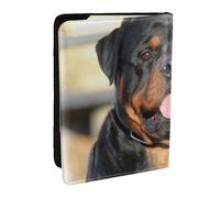 Wykjtwo Rottweiler Bébé, Porte-Passeport Portefeuille de Voyage en Cuir PU Étui pour Passeport Couvre-Passeport 6,5 po