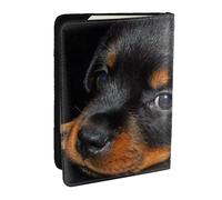 Wykjtwo Rottweiler Puppy Animaux Petits Chiens Rottweiler, Porte-Passeport Portefeuille de Voyage en Cuir PU Étui pour Passeport Couvre-Passeport 6,5 po