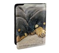 Wykjtwo Rottweiler Sleeping Dogs Animaux Chiots Petit, Porte-Passeport Portefeuille de Voyage en Cuir PU Étui pour Passeport Couvre-Passeport 6,5 po