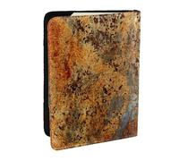 Wykjtwo Rouille de Feuille d'or d'encre éclaboussée Abstraite Moderne, Porte-Passeport Portefeuille de Voyage en Cuir PU Étui pour Passeport Couvre-Passeport 6,5 po