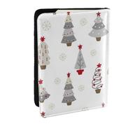 Wykjtwo Sapin de Noël Gris Pastel, Porte-Passeport Portefeuille de Voyage en Cuir PU Étui pour Passeport Couvre-Passeport 6,5 po