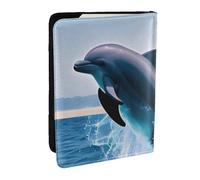 Wykjtwo Sautant des Dauphins imprimés, Porte-Passeport Portefeuille de Voyage en Cuir PU Étui pour Passeport Couvre-Passeport 6,5 po