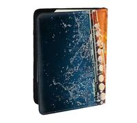 Wykjtwo Saxophone en feu et Glace, Porte-Passeport Portefeuille de Voyage en Cuir PU Étui pour Passeport Couvre-Passeport 6,5 po