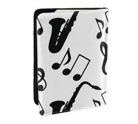Wykjtwo Saxophone Musique Musicale, Porte-Passeport Portefeuille de Voyage en Cuir PU Étui pour Passeport Couvre-Passeport 6,5 po