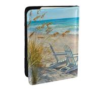 Wykjtwo Scène de Plage avec chaises imprimées, Porte-Passeport Portefeuille de Voyage en Cuir PU Étui pour Passeport Couvre-Passeport 6,5 po