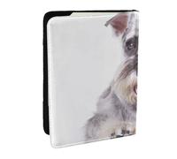 Wykjtwo Schnauzer Chien Mignon, Porte-Passeport Portefeuille de Voyage en Cuir PU Étui pour Passeport Couvre-Passeport 6,5 po