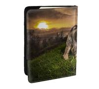 Wykjtwo Schnauzer Coucher De Soleil Chiens Animaux Montagnes Schnauzer, Porte-Passeport Portefeuille de Voyage en Cuir PU Étui pour Passeport Couvre-Passeport 6,5 po