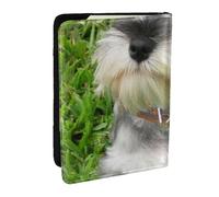 Wykjtwo Schnauzer Nain, Porte-Passeport Portefeuille de Voyage en Cuir PU Étui pour Passeport Couvre-Passeport 6,5 po