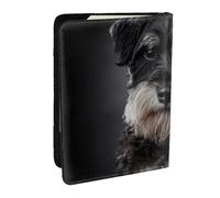 Wykjtwo Schnauzer Portrait Gris Foncé, Porte-Passeport Portefeuille de Voyage en Cuir PU Étui pour Passeport Couvre-Passeport 6,5 po