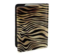 Wykjtwo Sépia de Peau d'animal de zèbre d'or Noir Africain, Porte-Passeport Portefeuille de Voyage en Cuir PU Étui pour Passeport Couvre-Passeport 6,5 po